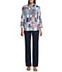 Allison Daley Patchwork Print 3/4 Sleeve Point Collar Button Front Shirt - Image 3