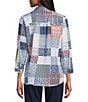 Allison Daley Patchwork Print 3/4 Sleeve Point Collar Button Front Shirt - Image 2