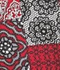 Allison Daley Patchwork Print 3/4 Sleeve V-Neck Embellished Top - Image 4