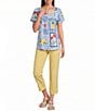 Allison Daley Patchwork Print Short Sleeve Crew Neck Top - Image 3