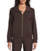 Allison Daley Petite Espresso Long Sleeve Point Collar Zipper Front Jacket, Color:Espresso - Image 3