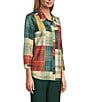 Allison Daley Petite Mix & Match Plaid Print 3/4 Sleeve Point Collar Button Front Shirt, Color:Pine Grove/Mix Match Plaid - Image 3