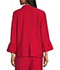 Allison Daley Petite Size 3/4 Flounce Sleeve Button Front Point Collar Top - Image 2