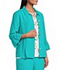 Allison Daley Petite Size 3/4 Flounce Sleeve Button Front Point Collar Top - Image 1
