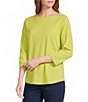 Allison Daley Petite Size 3/4 Sleeve Boat Neck Knit Top - Image 1