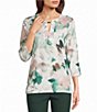 Allison Daley Petite Size 3/4 Sleeve Keyhole Neck Knit Top - Image 1