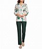 Allison Daley Petite Size 3/4 Sleeve Keyhole Neck Knit Top - Image 3