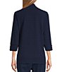 Color:True Navy - Image 2 - Petite Size 3/4 Sleeve Open Front Patch Pocket Cardigan