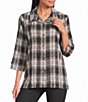 Allison Daley Petite Size 3/4 Sleeve Point Collar Button Front Blouse - Image 1
