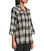 Allison Daley Petite Size 3/4 Sleeve Point Collar Button Front Blouse - Image 3