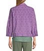 Allison Daley Petite Size 3/4 Sleeve Point Collar Button Front Eyelet Jacket, Color:Amethyst - Image 2