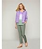 Allison Daley Petite Size 3/4 Sleeve Point Collar Button Front Eyelet Jacket, Color:Amethyst - Image 5