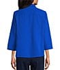 Allison Daley Petite Size 3/4 Sleeve Stand Collar Zip Front Jacket, Color:Grecian Blue - Image 3