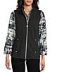 Allison Daley Petite Size Black Cable Quilted Sleeveless Two-Way Zip-Up Vest, Color:Black - Image 2