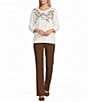 Allison Daley Petite Size Brown Tiramisu Stretch Pull On Straight Leg Pants - Image 3