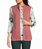 Allison Daley Petite Size Cable Quilt Knit Sleeveless Two-Way Zip Front Vest - Image 1