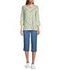 Color:Bright Chambray Heather - Image 5 - Petite Size Chambray Pull-On Heather Twill Straight Leg Capris