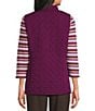 Allison Daley Petite Size Chevron Quilted Sleeveless Two-Way Zip Front Vest - Image 2