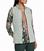 Allison Daley Petite Size Chevron Quilted Sleeveless Two-Way Zip Front Vest - Image 1