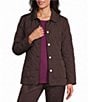 Allison Daley Petite Size Diamond Stitch Woven Quilt Long Sleeve Button Front Jacket - Image 1