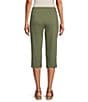 Color:Sage - Image 2 - Petite Size Embroidered Hem Detail Pull-On Straight Capris