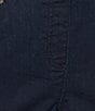 Color:Dark Indigo - Image 4 - Petite Size Embroidered Hem Pull-On Stretch Denim Capris