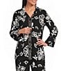 Allison Daley Petite Size Floral Print 3/4 Flounce Sleeve Button Front Point Collar Top - Image 1