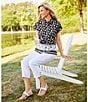 Allison Daley Petite Size Fruit Print Cap Sleeve Point Collar Button Front Shirt, Color:Black/White Fruit Border Multi - Image 5