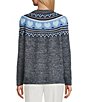 Allison Daley Petite Size Heart Pattern Long Sleeve Crew Neck Rib Trim Sweater - Image 2