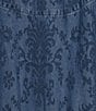 Allison Daley Petite Size Indigo Print Short Sleeve Shirt Midi Dress, Color:Indigo Multi Damask - Image 3