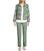Allison Daley Petite Size Long Sleeve Button Front Point Collar Embroidered Jacket - Image 4