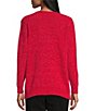 Color:Crimson - Image 2 - Petite Size Long Sleeve Crew Neck Chenille Sweater