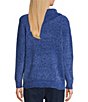 Color:Mazarine Blue - Image 2 - Petite Size Long Sleeve Envelope Neck Cable Knit Chenille Sweater