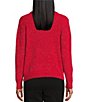 Color:Crimson - Image 2 - Petite Size Long Sleeve Envelope Neck Cable Knit Chenille Sweater