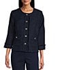 Allison Daley Petite Size Long Sleeve Full Front Button Lined Jacket, Color:True Navy - Image 3