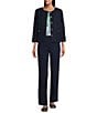 Allison Daley Petite Size Long Sleeve Full Front Button Lined Jacket, Color:True Navy - Image 4