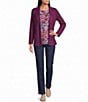 Allison Daley Petite Size Long Sleeve Open Front Notch Lapel Blazer Cardigan - Image 3