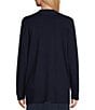 Color:True Navy - Image 2 - Petite Size Long Sleeve Open Front Patch Pocket Cardigan