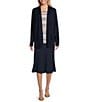Color:True Navy - Image 3 - Petite Size Long Sleeve Open Front Patch Pocket Cardigan