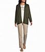 Allison Daley Petite Size Long Sleeve Open-Front Rib Trim Cardigan - Image 3