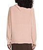 Color:Blush - Image 2 - Petite Size Long Sleeve Split Cowl Neck Metallic Chenille Sweater