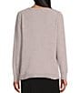 Color:Silver - Image 2 - Petite Size Metallic Long Sleeve Crew Neck Chenille Sweater
