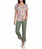Allison Daley Petite Size Multi Mosaic Pattern Short Sleeve Scoop Neck Knit Top - Image 3