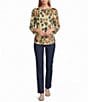 Allison Daley Petite Size Multi Spot 3/4 Sleeve Boat Neck Knit Top - Image 3