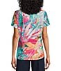 Color:Parrot Tropical - Image 2 - Petite Size Parrot Tropical Print Short Sleeve Crew Neck Art Tee Shirt