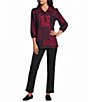 Allison Daley Petite Size Patchwork 3/4 Sleeve Point Collar Button Front Top - Image 3