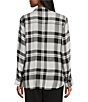 Allison Daley Petite Size Plaid Long Sleeve Button Front Point Collar Top - Image 2