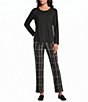Allison Daley Petite Size Plaid Straight Let Pull-On Ponte Pants - Image 3