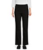 Color:Black - Image 1 - Petite Size Stretch Pull-On Straight Leg Pants