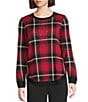 Allison Daley Petite Size Tango Red Embellished Long Sleeve Crew Neck Sweater - Image 1